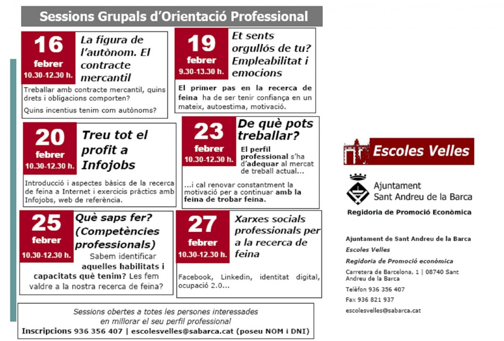 sessions grupals orientació professional Escoles Velles