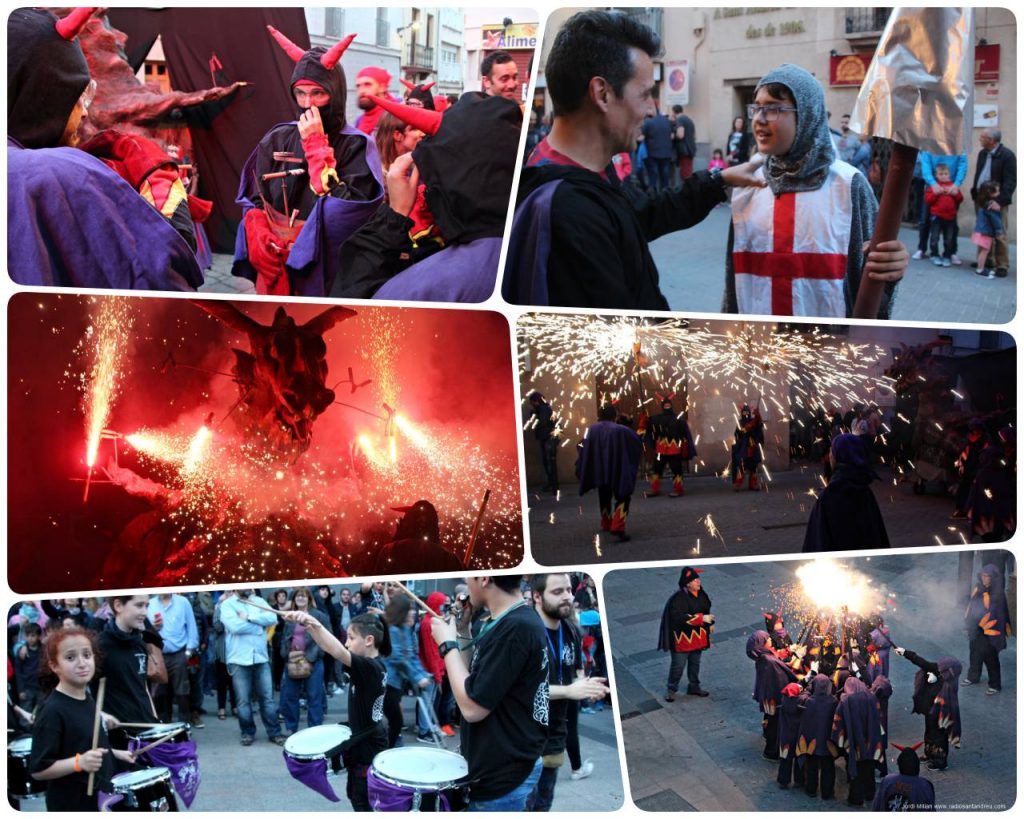 collage Correfoc diables Sant Jordi 2018