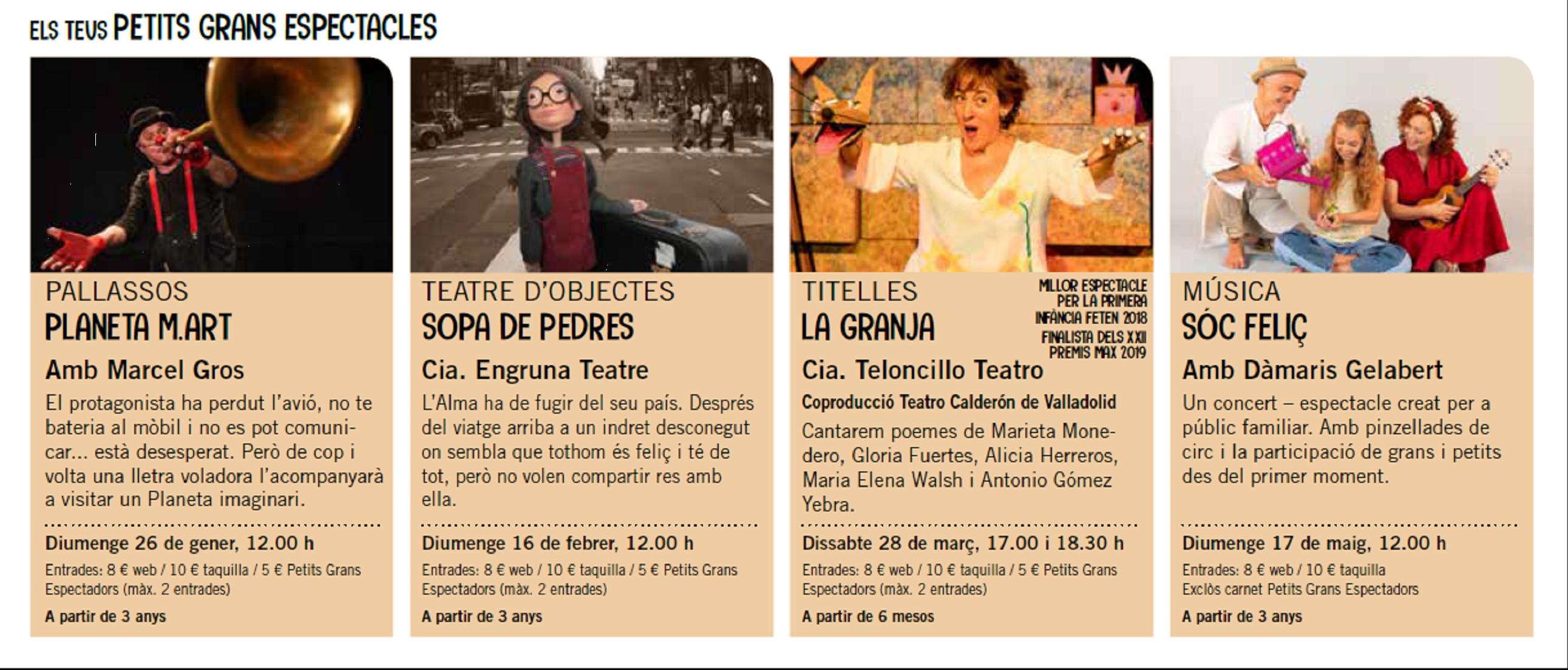 Petits grans espectacles Teatre Nuria Espert 2020